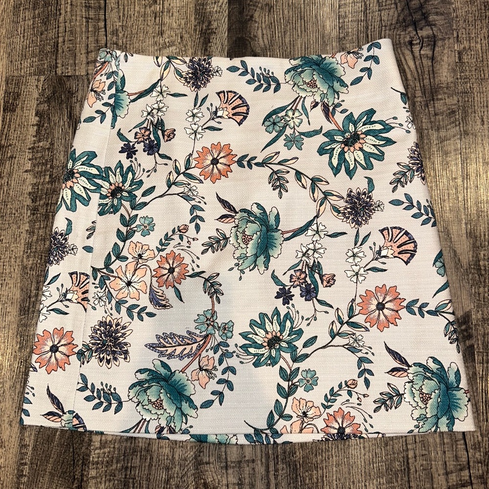 LOFT Blue and Pink A-line Mini Skirt